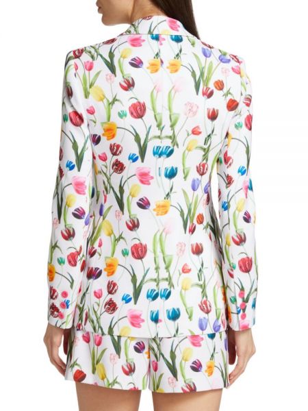 Приталенный пиджак в цветочек с принтом Alice + Olivia белый