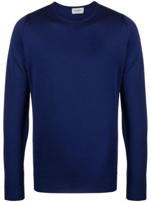 Пуловер от мерино вълна John Smedley синьо