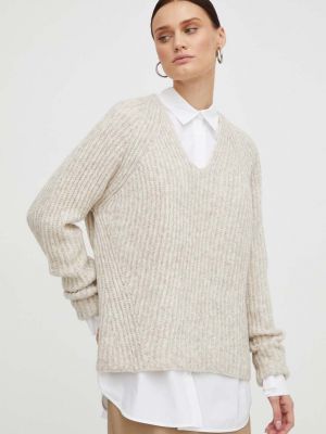 Sweter wełniany Drykorn beżowy