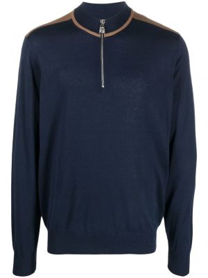 Kokvilnas zīda džemperis ar rāvējslēdzēju Billionaire zils