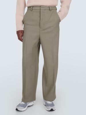 Vlněné rovné kalhoty Ami Paris šedé