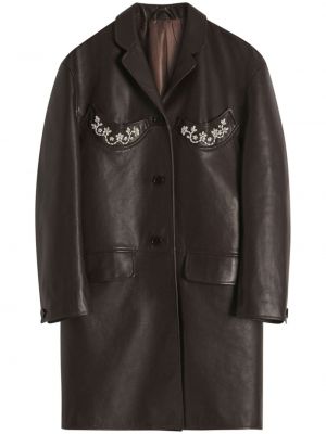 Kožený kabát Simone Rocha hnědý