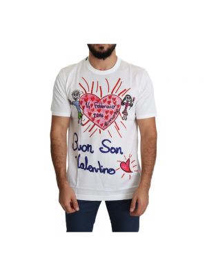 Koszulka z nadrukiem w serca Dolce And Gabbana biała
