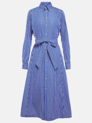 Svītrainas kokvilnas midi kleita Polo Ralph Lauren zils