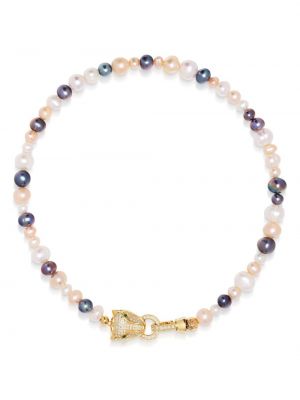 Brosche mit perlen mit kristallen Nialaya Jewelry