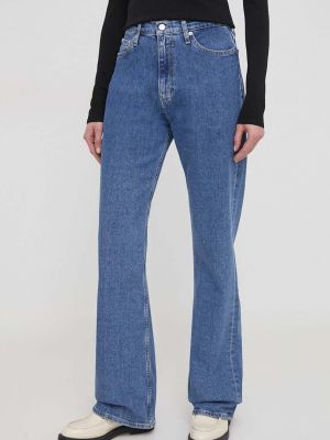 Дънки с висока талия Calvin Klein Jeans синьо