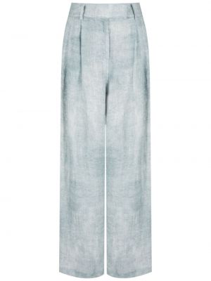 Ľanové nohavice Giorgio Armani sivá