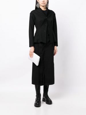 Bavlněné pouzdrová sukně s knoflíky Yohji Yamamoto černé