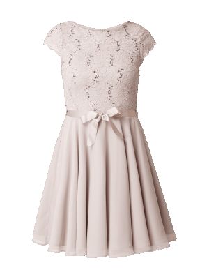 Sukienka koktajlowa szyfonowa koronkowa Swing różowa