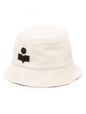 Biała haftowana czapka sztruksowa Isabel Marant