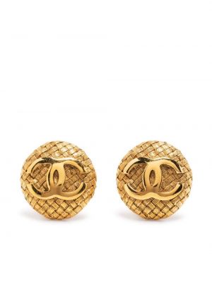 Tweed fülbevaló Chanel Pre-owned aranyszínű