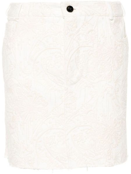 Mini sukně s výšivkou Semicouture bílé