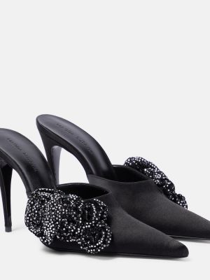 Papuci tip mules din satin cu model floral Magda Butrym negru