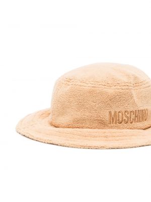 Fleecový klobouk s výšivkou Moschino béžový