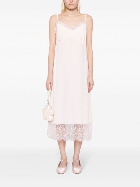 Krajkové midi šaty Simone Rocha růžové
