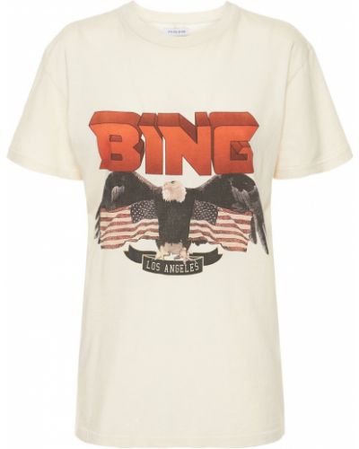 Džerzej tričko s potlačou Anine Bing biela
