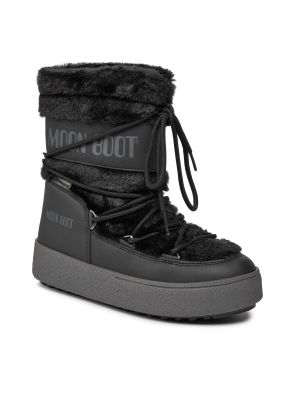 Sniego batai su kailiu su kailiu Moon Boot juoda