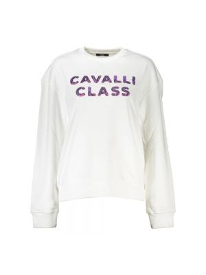 Sweter z nadrukiem Cavalli Class biały