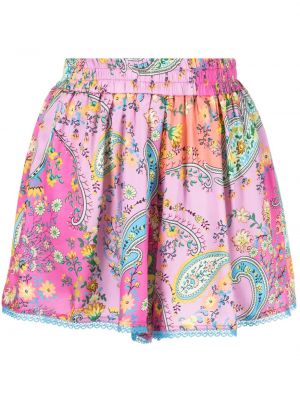 Čipkované šortky s potlačou s paisley vzorom Twinset ružová