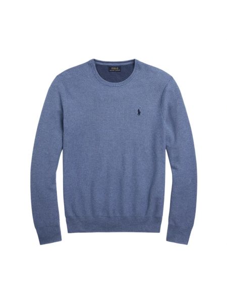 Dzianinowy sweter w jednolitym kolorze Ralph Lauren niebieski