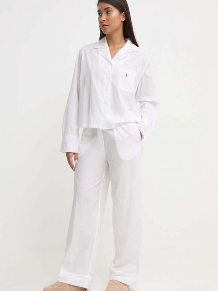 Piżama bawełniana Polo Ralph Lauren biała