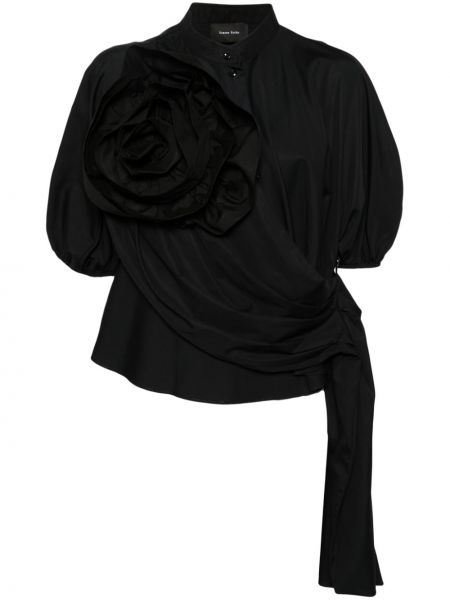 Kokvilnas blūze ar ziediem Simone Rocha melns