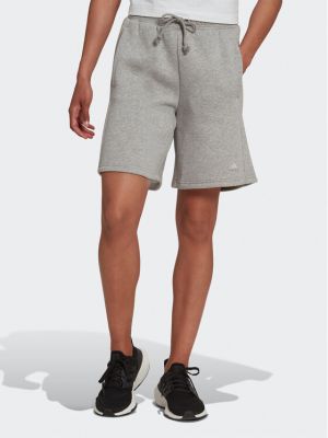 Melange magas derekú fleece rövidnadrág Adidas szürke