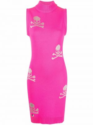 Trykt strikket dress Philipp Plein rosa