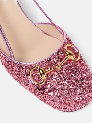 Полуотворени обувки с отворена пета Gucci розово