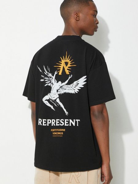 Bavlněné tričko s potiskem Represent černé