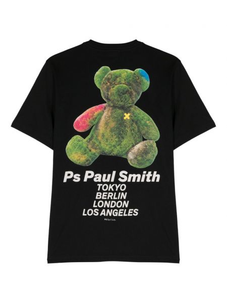 Raštuotas medvilninis marškinėliai Ps Paul Smith juoda