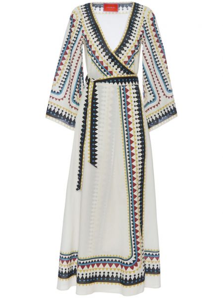 Βαμβακερή τυλιχτό φόρεμα La Doublej λευκό