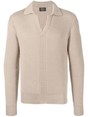 Пуловер с v-образно деколте Brioni бежово