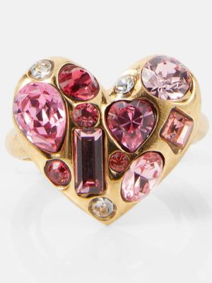 Prsten se srdcovým vzorem Oscar De La Renta růžový
