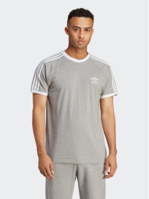T-shirt slim à rayures Adidas gris