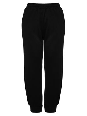 Плетени спортни панталони с висока талия slim Trendyol черно