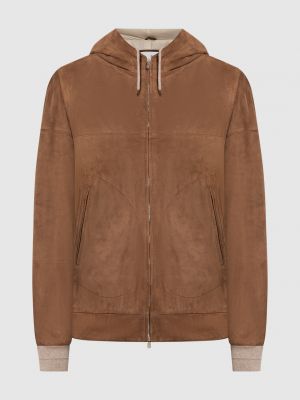 Замшевая кожаная куртка Brunello Cucinelli коричневая
