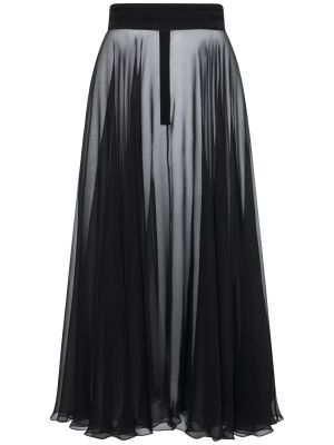 Plisirano svileno midi krilo Dolce & Gabbana črna