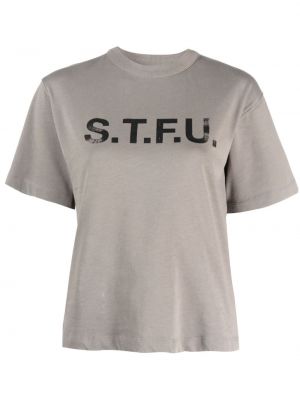 T-shirt avec imprimé slogan en coton à imprimé Heron Preston gris