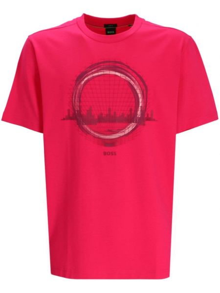 T-shirt en coton à imprimé Boss rose
