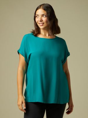 Женская блузка с пышными рукавами и короткими рукавами Rosa Thea, сине-зеленый