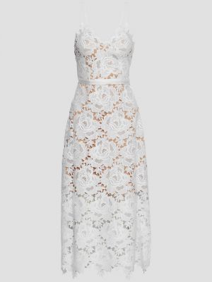 Кружевное гипюровое ажурное платье миди Catherine Deane, белый