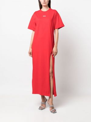 Sukienka długa bawełniana z nadrukiem Msgm czerwona