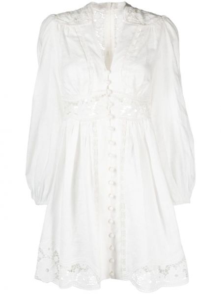 Mini-abito di lino con scollo profondo Zimmermann bianco