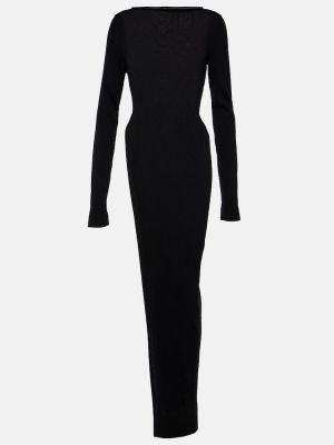 Μάλλινη μάξι φόρεμα Rick Owens μαύρο