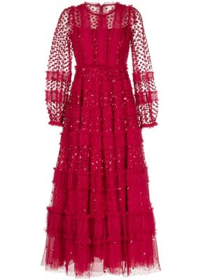 Koktejlové šaty s flitry Needle & Thread červené
