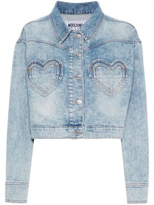 Traper jakna s džepovima s uzorkom srca Moschino Jeans plava