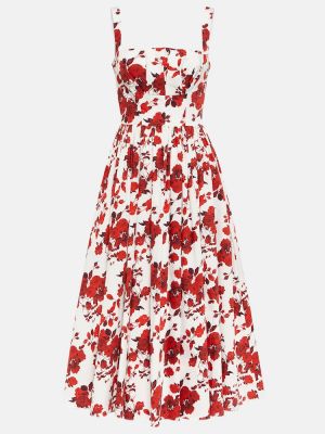 Sukienka midi bawełniana plisowana Emilia Wickstead czerwona