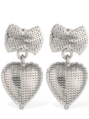 Σκουλαρίκια με φιόγκο με μοτίβο καρδιά Alessandra Rich ασημί