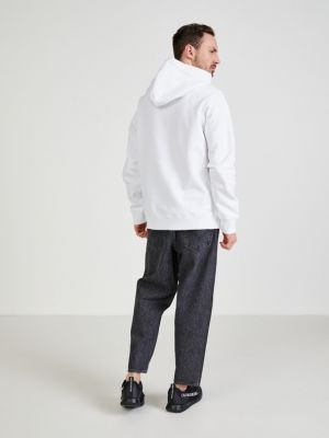 Hanorac cu glugă Calvin Klein Jeans alb